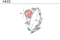 Großhandel Süß Geometrisch Kupfer Inlay Weißgold Plattiert Erdbeer Kristall Verstellbarer Ring main image 2