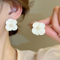 1 Pair Sweet Flower Inlay Alloy Imitation Pearl Ear Studs main image 7