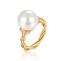 Elegant Lady Streetwear Twist Imitation Pearl Sterling Silver Plating Inlay Artificial Pearls Zircon Women's Rings sku image 2