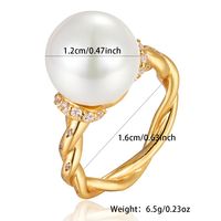 Elegant Lady Streetwear Twist Imitation Pearl Sterling Silver Plating Inlay Artificial Pearls Zircon Women's Rings main image 2