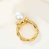 Elegant Lady Streetwear Twist Imitation Pearl Sterling Silver Plating Inlay Artificial Pearls Zircon Women's Rings main image 3