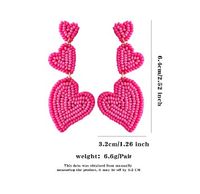 1 Pair Sweet Heart Shape Seed Bead Drop Earrings main image 4