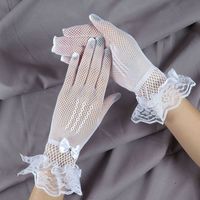 Frau Elegant Dame Braut Bogenknoten Handschuhe 1 Paar main image 3