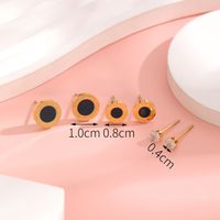 1 Set 3 Pairs Casual Simple Style Heart Shape Roman Numeral Butterfly Plating Inlay 304 Stainless Steel Rhinestones Shell 18K Gold Plated Ear Studs sku image 3