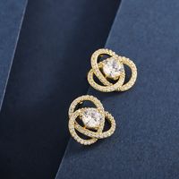 1 Pair Simple Style Classic Style Commute Geometric Inlay Sterling Silver Zircon 14K Gold Plated Ear Studs main image 6