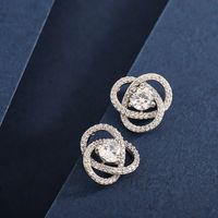 1 Pair Simple Style Classic Style Commute Geometric Inlay Sterling Silver Zircon 14K Gold Plated Ear Studs main image 1