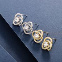 1 Pair Simple Style Classic Style Commute Geometric Inlay Sterling Silver Zircon 14K Gold Plated Ear Studs main image 5
