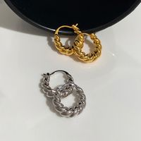 1 Pair French Style Simple Style Commute Twist Plating Copper Hoop Earrings main image 5