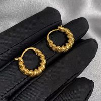 1 Pair French Style Simple Style Commute Twist Plating Copper Hoop Earrings main image 4