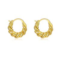 1 Pair French Style Simple Style Commute Twist Plating Copper Hoop Earrings main image 3