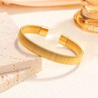 Simple Style Solid Color 304 Stainless Steel 18K Gold Plated Bangle In Bulk sku image 2