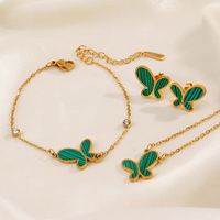 304 Stainless Steel 18K Gold Plated Cute Lady Simple Style Plating Butterfly Acrylic Jewelry Set main image 6