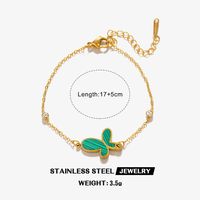 304 Stainless Steel 18K Gold Plated Cute Lady Simple Style Plating Butterfly Acrylic Jewelry Set sku image 3