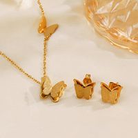 Titan Stahl 18 Karat Vergoldet IG-Stil Elegant Dame Überzug Schmetterling Ohrringe Halskette main image 1