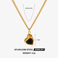 304 Stainless Steel 18K Gold Plated Simple Style Classic Style Plating Inlay Heart Shape Artificial Shell Rhinestones Pendant Necklace main image 6