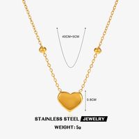 304 Stainless Steel 18K Gold Plated Simple Style Classic Style Plating Inlay Heart Shape Artificial Shell Rhinestones Pendant Necklace sku image 1