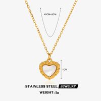 304 Stainless Steel 18K Gold Plated Simple Style Classic Style Plating Inlay Heart Shape Artificial Shell Rhinestones Pendant Necklace sku image 6