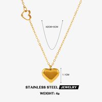 304 Stainless Steel 18K Gold Plated Simple Style Classic Style Plating Inlay Heart Shape Artificial Shell Rhinestones Pendant Necklace sku image 2