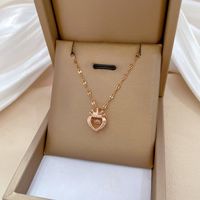 Wholesale Modern Style Simple Style Heart Shape Crown 304 Stainless Steel Copper Inlay Rhinestones Pendant Necklace main image 1