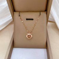 Wholesale Modern Style Simple Style Heart Shape Crown 304 Stainless Steel Copper Inlay Rhinestones Pendant Necklace main image 4
