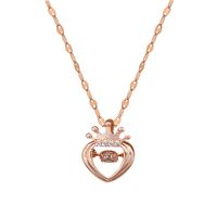 Wholesale Modern Style Simple Style Heart Shape Crown 304 Stainless Steel Copper Inlay Rhinestones Pendant Necklace main image 6