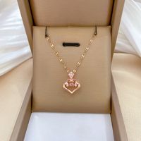 Wholesale IG Style Simple Style Geometric 304 Stainless Steel Copper Inlay Rhinestones Pendant Necklace main image 1