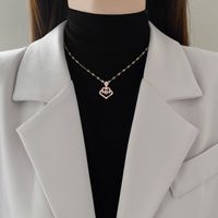Wholesale IG Style Simple Style Geometric 304 Stainless Steel Copper Inlay Rhinestones Pendant Necklace main image 3