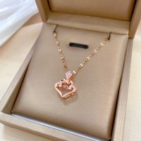 Wholesale IG Style Simple Style Geometric 304 Stainless Steel Copper Inlay Rhinestones Pendant Necklace main image 4