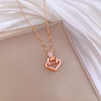 Wholesale IG Style Simple Style Geometric 304 Stainless Steel Copper Inlay Rhinestones Pendant Necklace main image 5