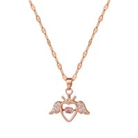 Wholesale Princess Sweet Heart Shape Wings 304 Stainless Steel Copper Inlay Rhinestones Pendant Necklace main image 6