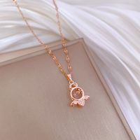 Wholesale Princess Sweet Heart Shape Wings 304 Stainless Steel Copper Inlay Rhinestones Pendant Necklace main image 4