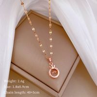 Wholesale Princess Simple Style Round Crown 304 Stainless Steel Copper Inlay Rhinestones Pendant Necklace sku image 1