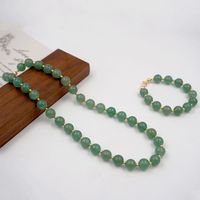 Jade Copper Gold Plated Classical Classic Style Beaded Geometric Bracelets Necklace main image 5