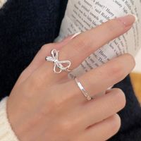Simple Style Classic Style Bow Knot Sterling Silver Plating Rings 1 Piece main image 1