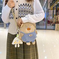 Women's Nylon Bear Cute Sewing Thread Zipper Shoulder Bag sku image 2