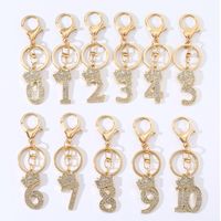 Basic Modern Style Commute Number Alloy Plating Inlay Rhinestones Bag Pendant Keychain main image 5