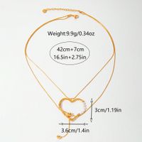304 Stainless Steel Gold Plated Vacation Classic Style Tassel Heart Shape Crystal Pendant Necklace main image 5