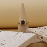 Copper K Gold Plated Basic Modern Style Classic Style Inlay Square Zircon Rings main image 4