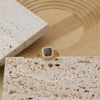 Copper K Gold Plated Basic Modern Style Classic Style Inlay Square Zircon Rings main image 5