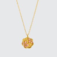 304 Stainless Steel 18K Gold Plated IG Style Basic Classic Style Enamel Geometric Flower Pendant Necklace main image 6