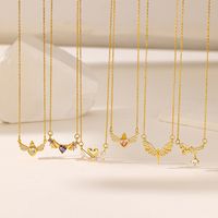 304 Stainless Steel 18K Gold Plated Casual Simple Style Commute Inlay Swan Heart Shape Bow Knot Artificial Rhinestones Pendant Necklace main image 1