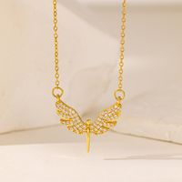 304 Stainless Steel 18K Gold Plated Casual Simple Style Commute Inlay Swan Heart Shape Bow Knot Artificial Rhinestones Pendant Necklace main image 4