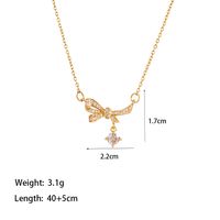 304 Stainless Steel 18K Gold Plated Casual Simple Style Commute Inlay Swan Heart Shape Bow Knot Artificial Rhinestones Pendant Necklace main image 2