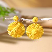 1 Pair Vacation Bohemian Flower Braid Straw Rattan Drop Earrings main image 6