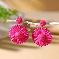 1 Pair Vacation Bohemian Flower Braid Straw Rattan Drop Earrings sku image 2