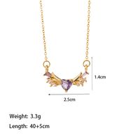 304 Stainless Steel 18K Gold Plated Casual Simple Style Commute Inlay Swan Heart Shape Bow Knot Artificial Rhinestones Pendant Necklace sku image 4