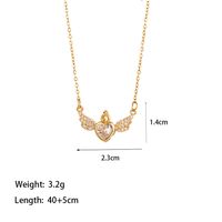 304 Stainless Steel 18K Gold Plated Casual Simple Style Commute Inlay Swan Heart Shape Bow Knot Artificial Rhinestones Pendant Necklace sku image 1