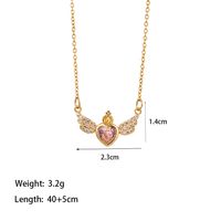 304 Stainless Steel 18K Gold Plated Casual Simple Style Commute Inlay Swan Heart Shape Bow Knot Artificial Rhinestones Pendant Necklace sku image 5