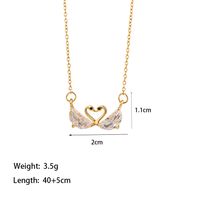 304 Stainless Steel 18K Gold Plated Casual Simple Style Commute Inlay Swan Heart Shape Bow Knot Artificial Rhinestones Pendant Necklace sku image 6