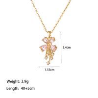 304 Stainless Steel 18K Gold Plated Casual Simple Style Commute Inlay Heart Shape Flower Butterfly Artificial Rhinestones Pendant Necklace main image 2